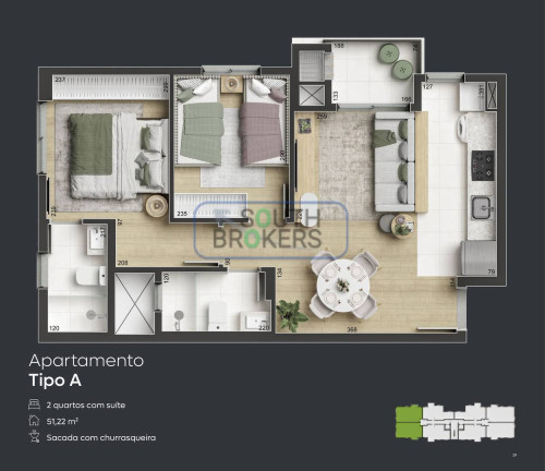 Apartamento com 3 Quartos à Venda, 47 m² em Hauer - Curitiba