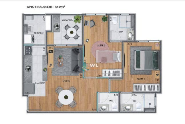 Apartamento com 3 Quartos à Venda, 88 m² em Parque Da Represa - Jundiaí