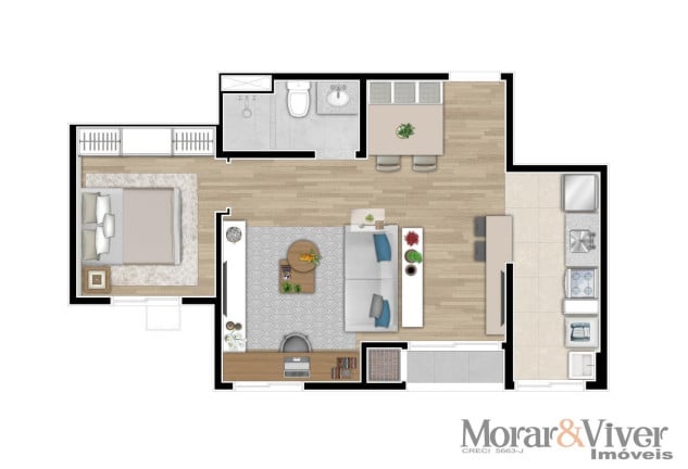 Imagem Apartamento com 2 Quartos à Venda, 44 m² em Campo Comprido - Curitiba