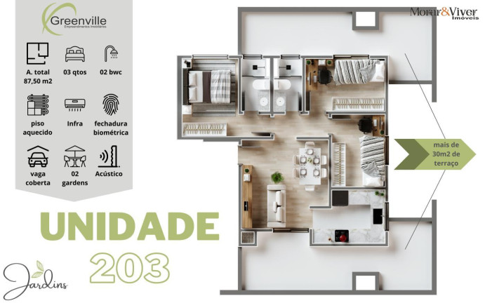 Imagem Apartamento com 3 Quartos à Venda, 72 m² em Cidade Jardim - São José Dos Pinhais