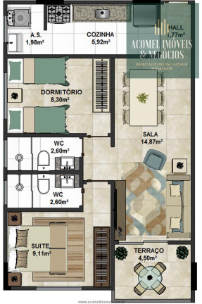 Imagem Apartamento com 2 Quartos à Venda, 60 m² em Ocian - Praia Grande