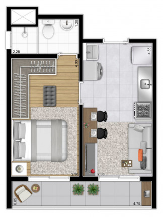 Imagem Apartamento com 1 Quarto à Venda, 37 m² em Mooca - São Paulo