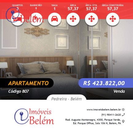 Imagem Apartamento com 3 Quartos à Venda, 57 m² em Pedreira - Belém