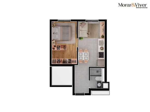 Imagem Apartamento com 1 Quarto à Venda, 39 m² em água Verde - Curitiba