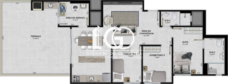 Imagem Apartamento com 2 Quartos à Venda, 45 m² em Ceará - Criciúma