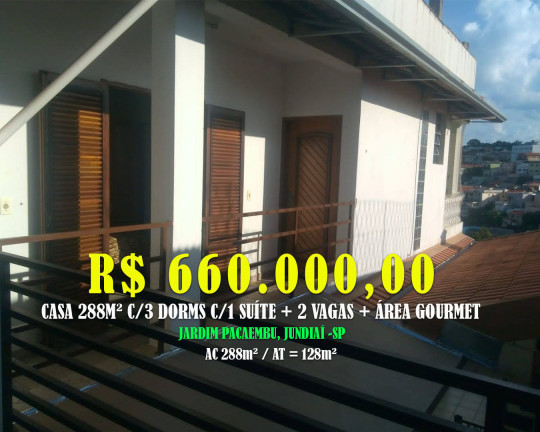 Imagem Sobrado com 3 Quartos à Venda, 288 m² em Jardim Pacaembu - Jundiaí