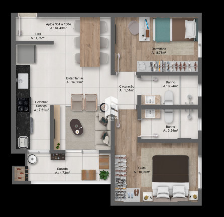 Imagem Apartamento com 2 Quartos à Venda, 63 m² em Nossa Senhora Do Rosário - Santa Maria