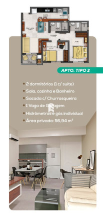 Imagem Apartamento com 2 Quartos à Venda, 56 m² em São José - Santa Maria