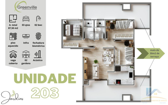 Imagem Apartamento com 3 Quartos à Venda, 61 m² em Cidade Jardim - São José Dos Pinhais