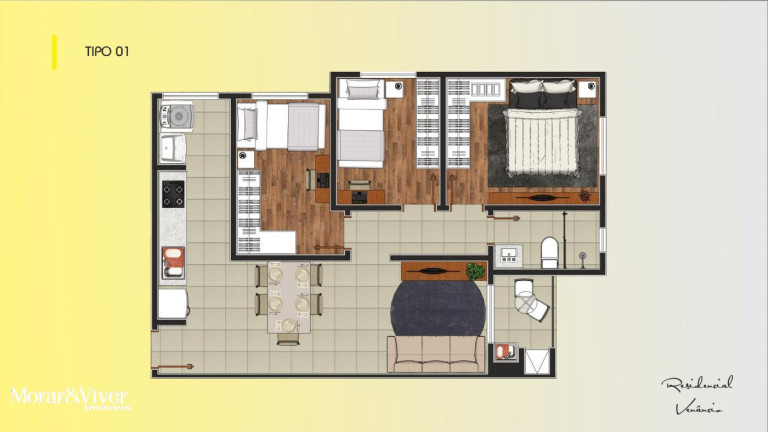 Imagem Apartamento com 3 Quartos à Venda, 63 m² em Parque Da Fonte - São José Dos Pinhais