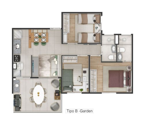 Imagem Apartamento com 3 Quartos à Venda, 61 m²