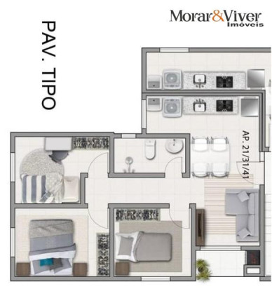 Imagem Apartamento com 3 Quartos à Venda, 54 m² em Parque Da Fonte - São José Dos Pinhais