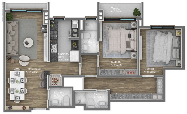 Imagem Apartamento com 1 Quarto à Venda, 56 m² em Av. Central - Gramado