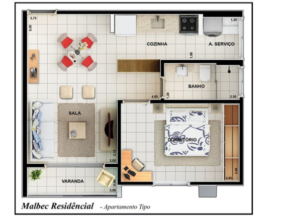 Imagem Apartamento com 1 Quarto à Venda, 45 m² em Vila Santa Izabel - Bauru