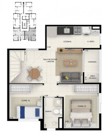 Imagem Apartamento com 2 Quartos à Venda, 45 m² em Taquaral - Campinas