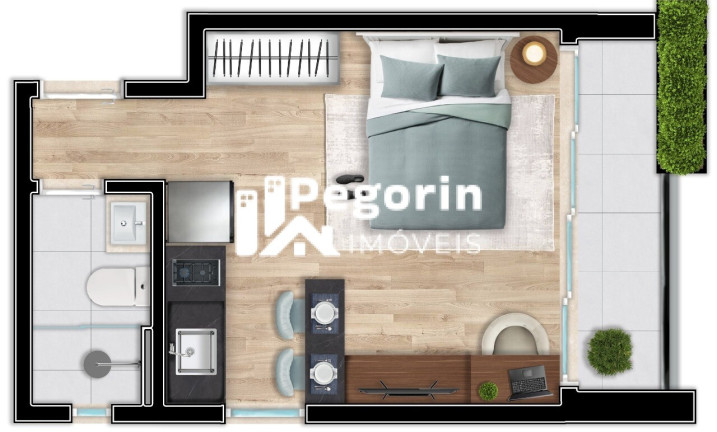 Imagem Apartamento com 1 Quarto à Venda, 17 m² em Centro - Curitiba