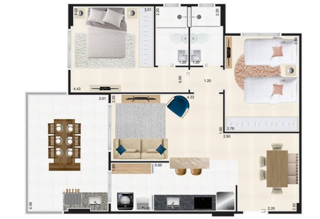 Imagem Apartamento com 2 Quartos à Venda, 76 m² em Jardim Caiahu - Mongagua