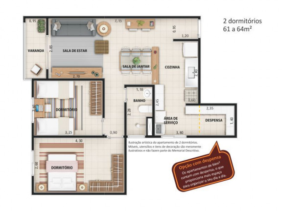 Imagem Apartamento com 2 Quartos à Venda, 64 m² em Jardim Tamoio - Jundiaí