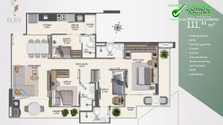 Imagem Apartamento com 3 Quartos à Venda, 105 m² em Fátima - Fortaleza