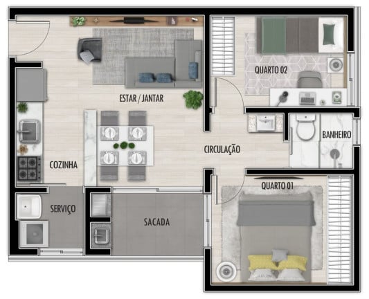 Imagem Apartamento com 2 Quartos à Venda, 44 m² em Atuba - Curitiba