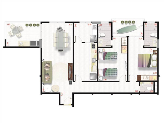 Imagem Apartamento com 2 Quartos à Venda, 101 m² em Tupi - Praia Grande