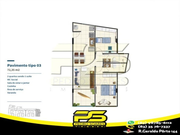 Apartamento com 2 Quartos à Venda, 73 m² em Intermares - Cabedelo