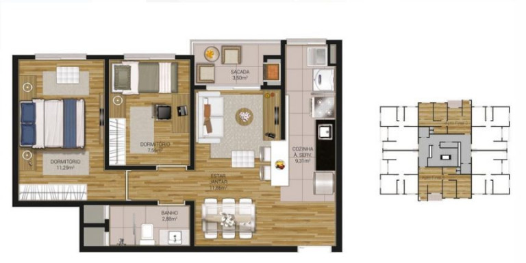 Imagem Apartamento com 2 Quartos à Venda, 55 m² em São Leopoldo - Caxias Do Sul