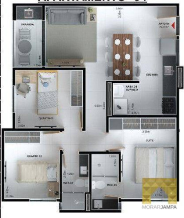 Apartamento com 3 Quartos à Venda, 70 m² em Intermares - Cabedelo