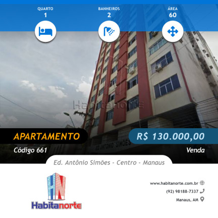 Imagem Apartamento com 1 Quarto à Venda, 60 m² em Centro - Manaus