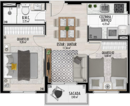 Imagem Apartamento com 2 Quartos à Venda, 42 m² em Capão Raso - Curitiba