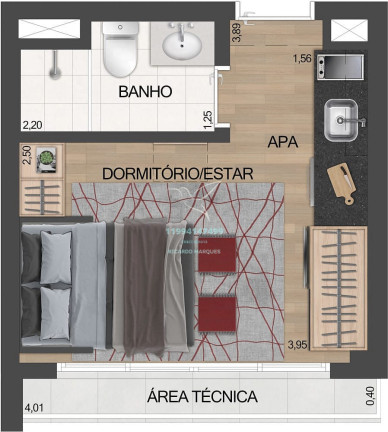 Imagem Studio com 1 Quarto à Venda, 22 m² em Vila Clementino - São Paulo