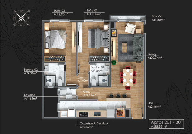 Imagem Apartamento com 1 Quarto à Venda, 58 m² em Av. Central - Gramado