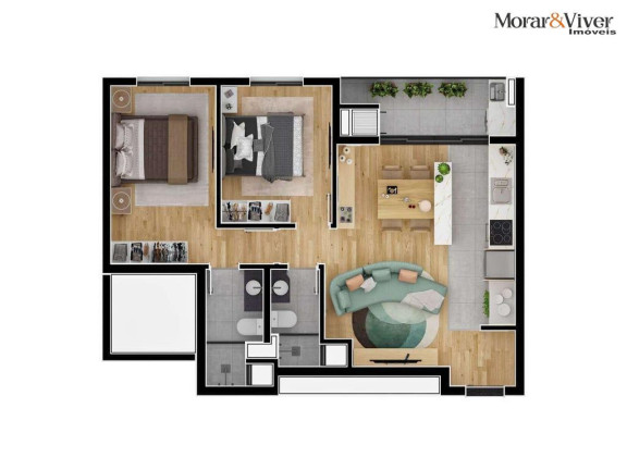 Imagem Apartamento com 2 Quartos à Venda, 61 m² em água Verde - Curitiba