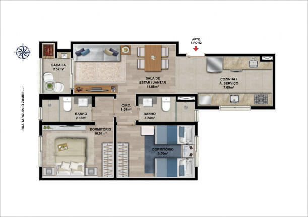 Imagem Apartamento com 3 Quartos à Venda, 123 m² em Nossa Senhora De Lourdes - Caxias Do Sul