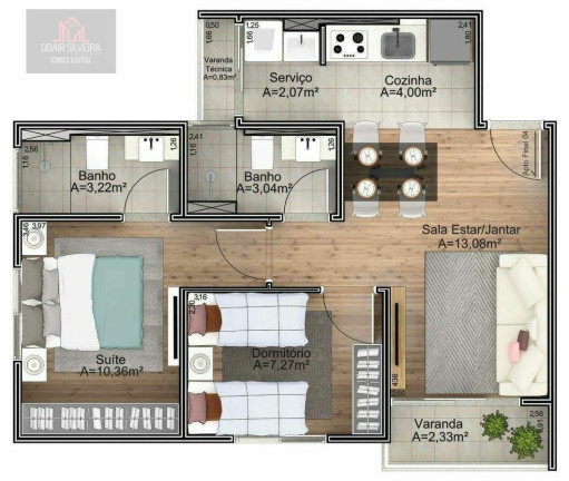 Imagem Apartamento com 2 Quartos à Venda, 56 m² em Jardim Dona Regina - Santa Bárbara D'oeste