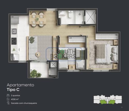 Apartamento com 3 Quartos à Venda, 47 m² em Hauer - Curitiba