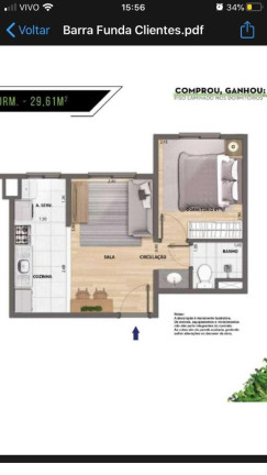 Imagem Apartamento com 1 Quarto à Venda, 30 m² em Várzea Da Barra Funda - São Paulo