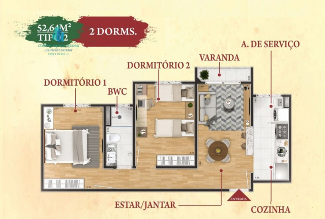 Imagem Apartamento com 2 Quartos à Venda, 51 m² em Jardim Itália - Vinhedo