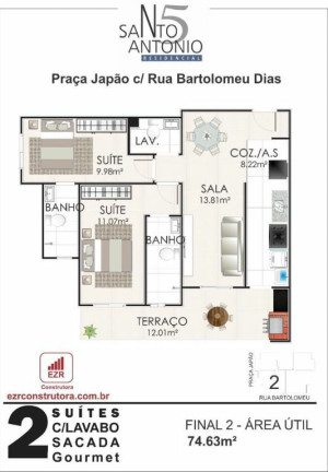 Imagem Apartamento com 1 Quarto à Venda, 51 m² em Aviação - Praia Grande