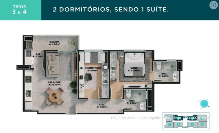 Imagem Apartamento com 2 Quartos à Venda, 85 m² em Areias - São José