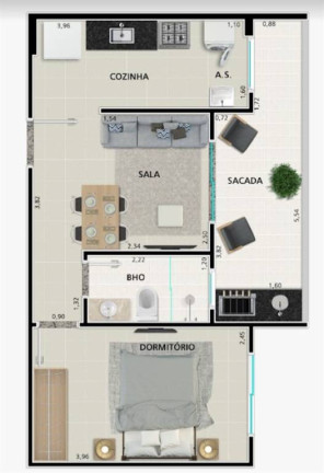 Imagem Apartamento com 1 Quarto à Venda, 41 m² em Guilhermina - Praia Grande
