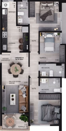 Apartamento com 3 Quartos à Venda, 82 m² em Intermares - Cabedelo