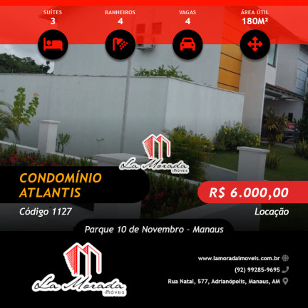Imagem Casa de Condomínio com 3 Quartos para Alugar, 180 m² em Parque 10 De Novembro - Manaus