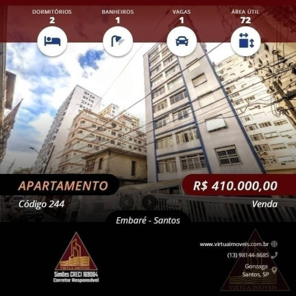 Imagem Apartamento com 2 Quartos à Venda, 72 m² em Embaré - Santos