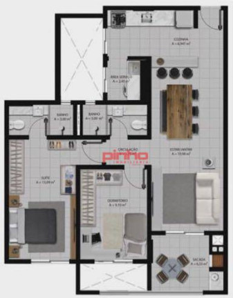 Imagem Apartamento com 2 Quartos à Venda, 73 m² em Kobrasol - São José