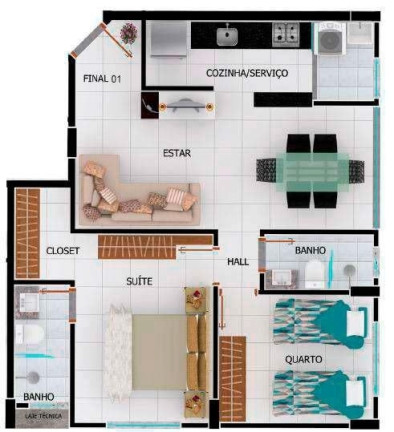 Apartamento com 2 Quartos à Venda, 60 m² em Vila Rosa - Goiânia