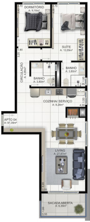 Imagem Apartamento com 2 Quartos à Venda, 69 m² em Praia Da Cal - Torres