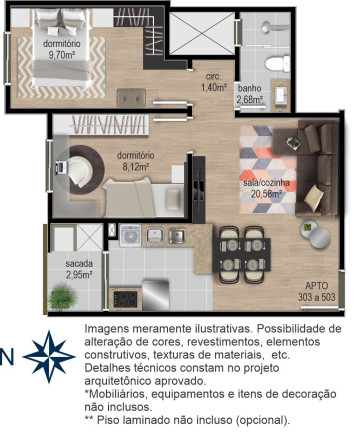 Imagem Apartamento com 2 Quartos à Venda, 48 m² em Cidade Nova - Caxias Do Sul