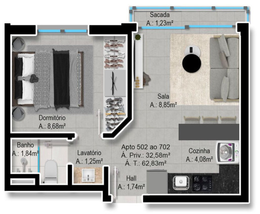 Apartamento com 1 Quarto à Venda, 81 m² em Farroupilha - Porto Alegre