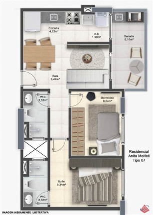 Imagem Apartamento com 2 Quartos à Venda, 55 m² em Guilhermina - Praia Grande